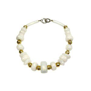 Vintage Les Bernard Pearlescent Plastic Necklace Beaded Chunky Single Strand